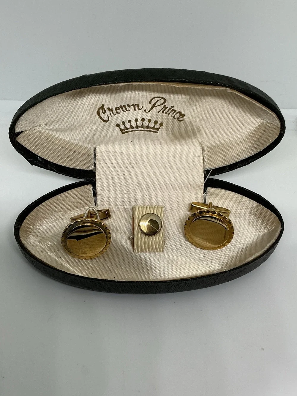 Vintage Crown Price Gold Tone Cufflink Set Presentation Box